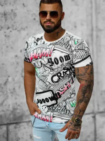 T-shirt męski biały O/T133/1Z^Ozonee Sale