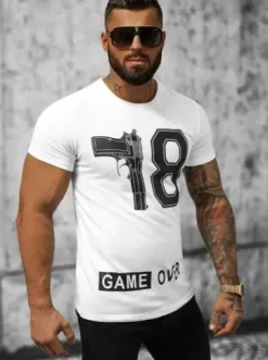 T-shirt męski biały O/T137/1Z^Ozonee Outlet
