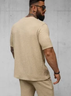 T-shirt męski camelowy O/Y960T^Ozonee Clearance