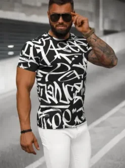 T-shirt męski czarny JS/8T1200/3^Ozonee Fashion