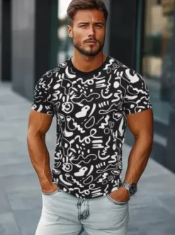 T-shirt męski czarny JS/8T1205/3Z^Ozonee New
