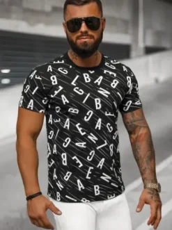 T-shirt męski czarny JS/8T1196/3^Ozonee Best