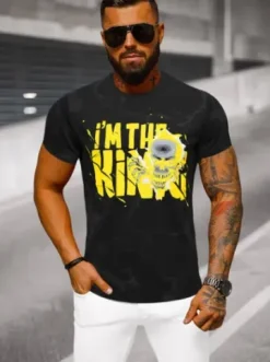 T-shirt męski czarny JS/Y70028Z^Ozonee Fashion