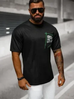T-shirt męski czarny O/3C333^Ozonee Clearance