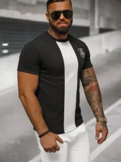 T-shirt męski czarny O/L1184^Ozonee Sale