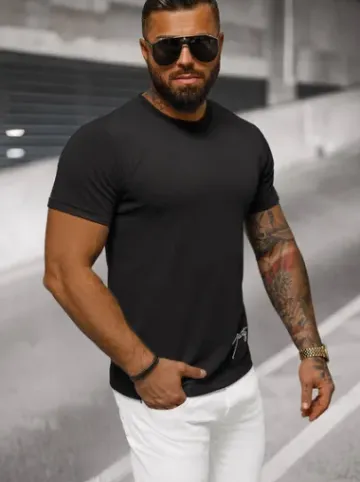 T-shirt męski czarny O/L1192^Ozonee Outlet