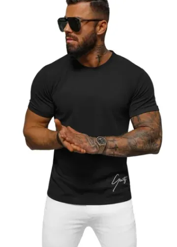 T-shirt męski czarny O/L1192^Ozonee Outlet