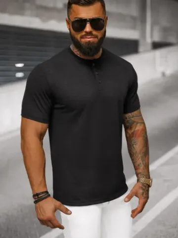T-shirt męski czarny O/L1451^Ozonee Discount