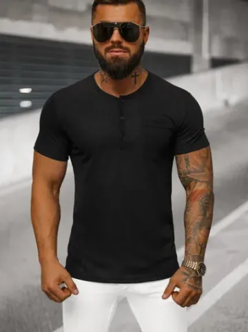 T-shirt męski czarny O/L1453^Ozonee Clearance