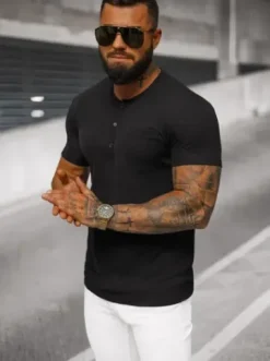 T-shirt męski czarny O/L1453^Ozonee Clearance