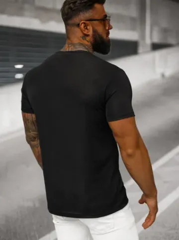 T-shirt męski czarny O/L1453^Ozonee Clearance