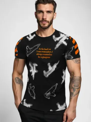 T-shirt męski czarny O/MPO3471Z^Ozonee Outlet