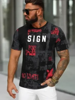 T-shirt męski czarny O/MPO3468^Ozonee New
