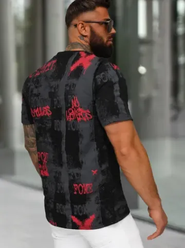 T-shirt męski czarny O/MPO3468^Ozonee New