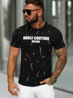 T-shirt męski czarny O/MPO3443^Ozonee Sale
