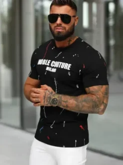 T-shirt męski czarny O/MPO3443^Ozonee Sale