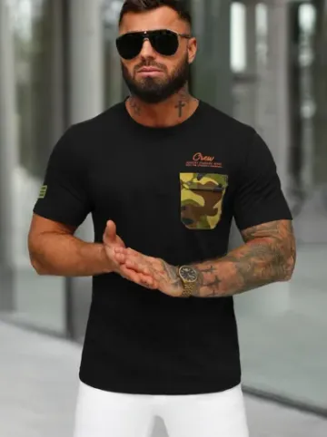 T-shirt męski czarny O/MPO3492^Ozonee Outlet