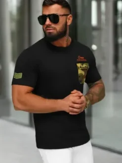 T-shirt męski czarny O/MPO3492^Ozonee Outlet