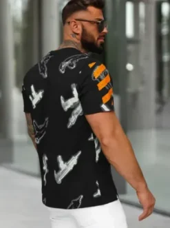 T-shirt męski czarny O/MPO3471^Ozonee Fashion