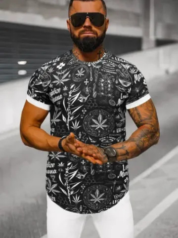 T-shirt męski czarny O/P1347^Ozonee Hot