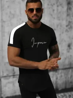 T-Shirt męski czarny O/P1180^Ozonee Best
