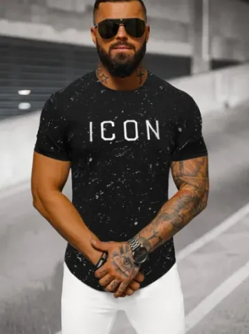 T-shirt męski czarny O/P1289Z^Ozonee Discount