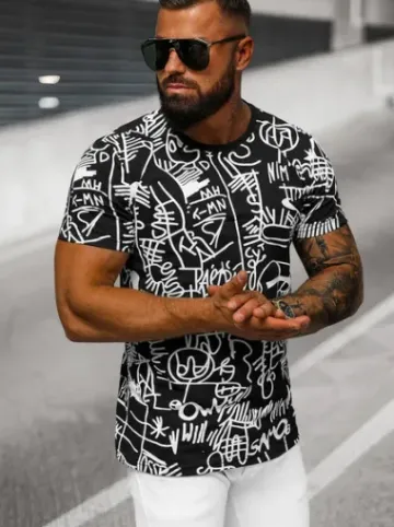 T-shirt męski czarny O/T1269/3^Ozonee New