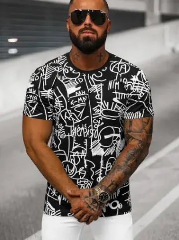 T-shirt męski czarny O/T1269/3^Ozonee New