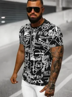 T-shirt męski czarny O/T1269/3^Ozonee New