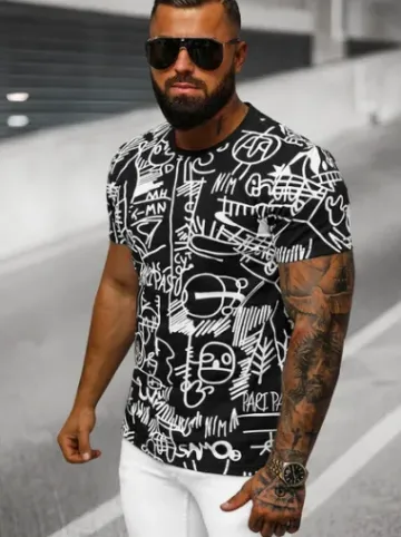 T-shirt męski czarny O/T1269/3^Ozonee New