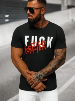 T-shirt męski czarny O/T1267/3^Ozonee Fashion