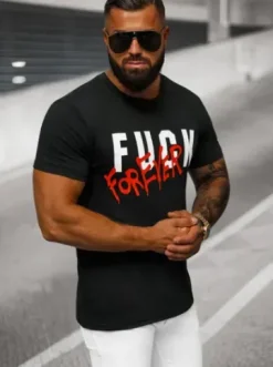T-shirt męski czarny O/T1267/3^Ozonee Fashion