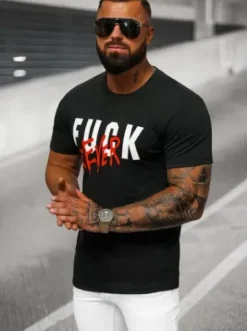 T-shirt męski czarny O/T1267/3^Ozonee Fashion