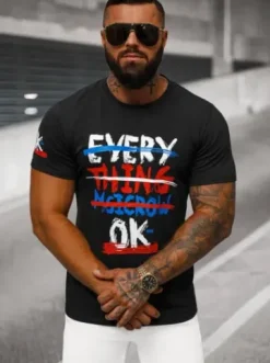 T-shirt męski czarny O/8T1266/3^Ozonee Outlet