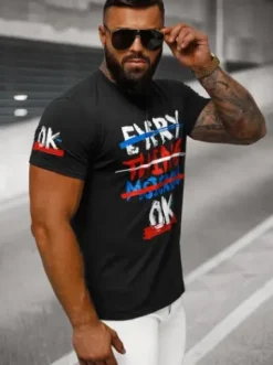 T-shirt męski czarny O/8T1266/3^Ozonee Outlet