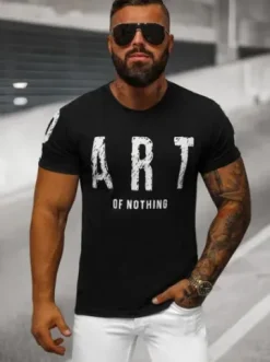 T-shirt męski czarny O/8T1263/3^Ozonee Discount