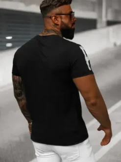 T-shirt męski czarny O/8T1263/3^Ozonee Discount