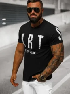 T-shirt męski czarny O/8T1263/3^Ozonee Discount
