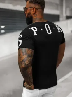 T-shirt męski czarny O/8T1260/3^Ozonee Sale