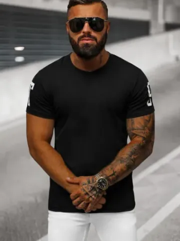 T-shirt męski czarny O/8T1260/3^Ozonee Sale