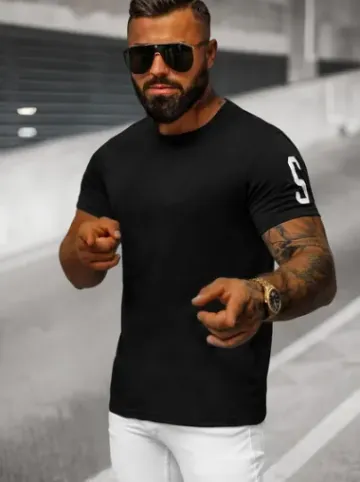 T-shirt męski czarny O/8T1260/3^Ozonee Sale