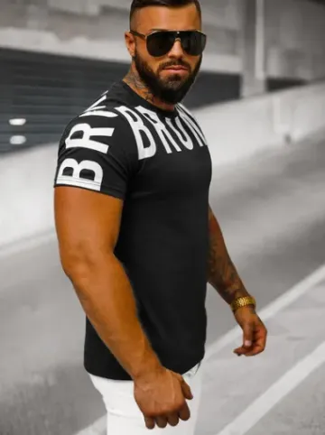 T-shirt męski czarny O/8T1265/3^Ozonee Sale
