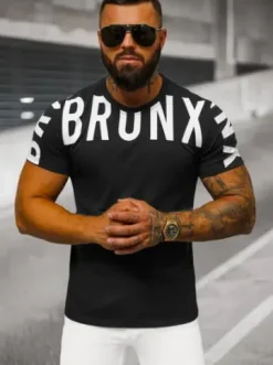 T-shirt męski czarny O/8T1265/3^Ozonee Sale