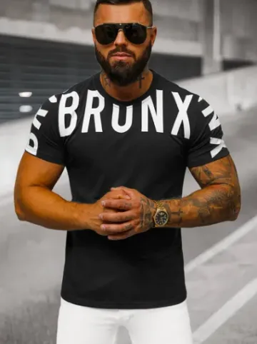 T-shirt męski czarny O/8T1265/3^Ozonee Sale