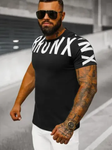T-shirt męski czarny O/8T1265/3^Ozonee Sale