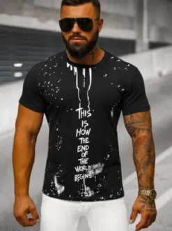 T-shirt męski czarny O/8T1259/3^Ozonee Clearance