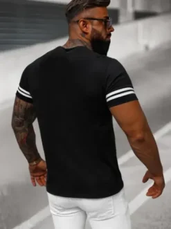 T-shirt męski czarny O/8T1275/3^Ozonee Outlet