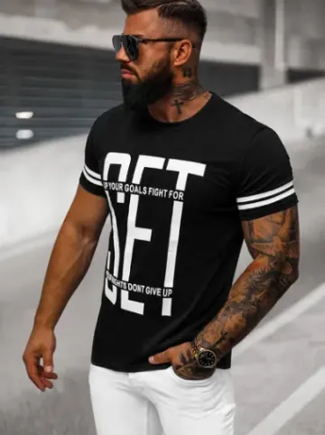 T-shirt męski czarny O/8T1275/3^Ozonee Outlet