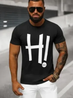 T-shirt męski czarny O/T1261/3^Ozonee Fashion