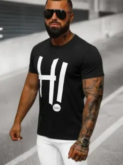 T-shirt męski czarny O/T1261/3^Ozonee Fashion
